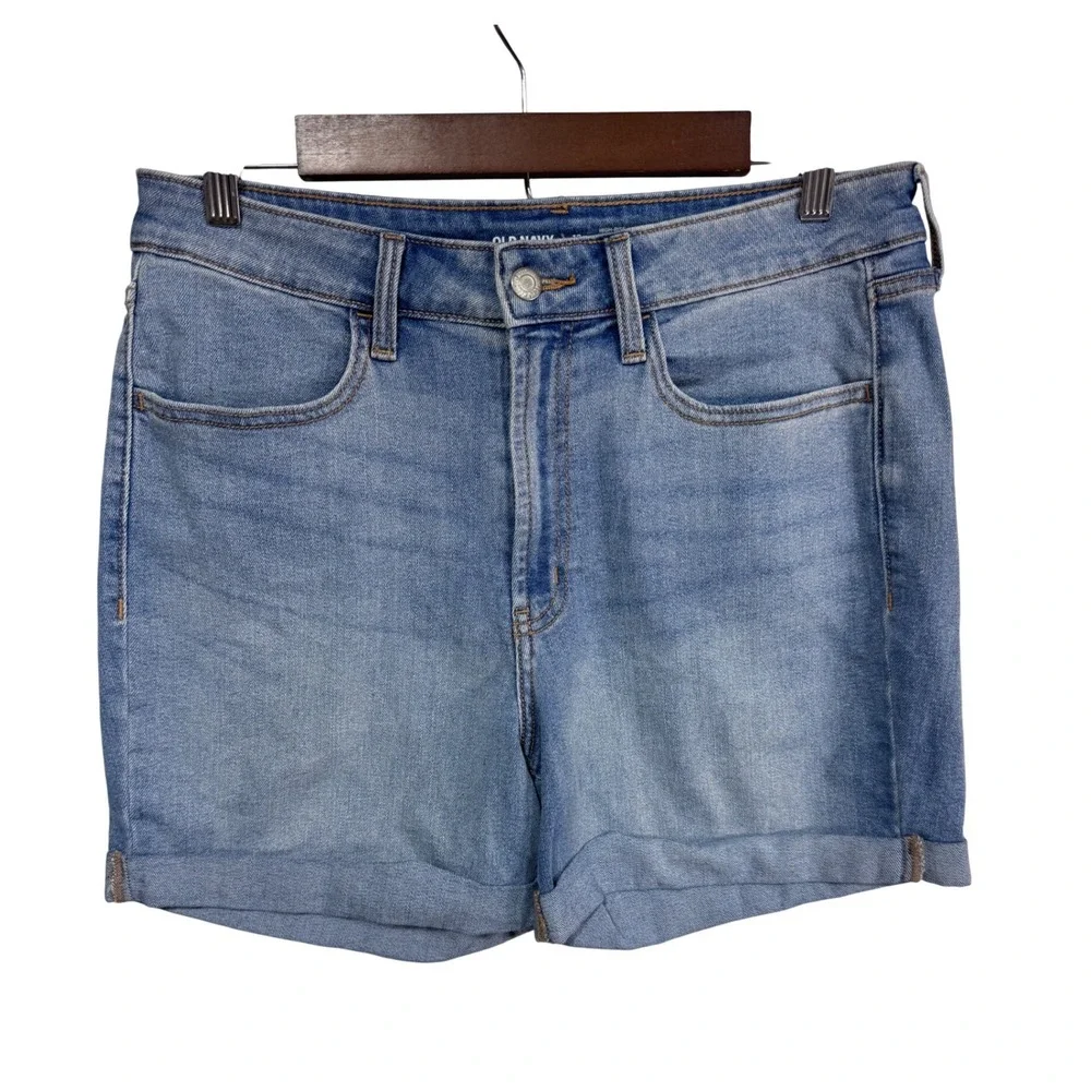 Old Navy Women's 12 Blue Denim Shorts High-Rise Wow Cuffed